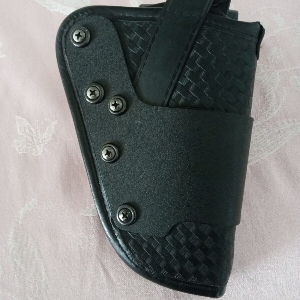 Uncle Mike's Mirage Right Hand Holster Black Basket Weave Belt Size 2 OWB